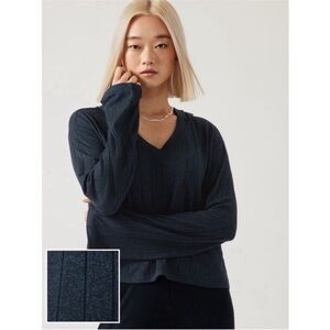 Athleta Harmony Pose Hoodie Knit Navy Sweatshirt